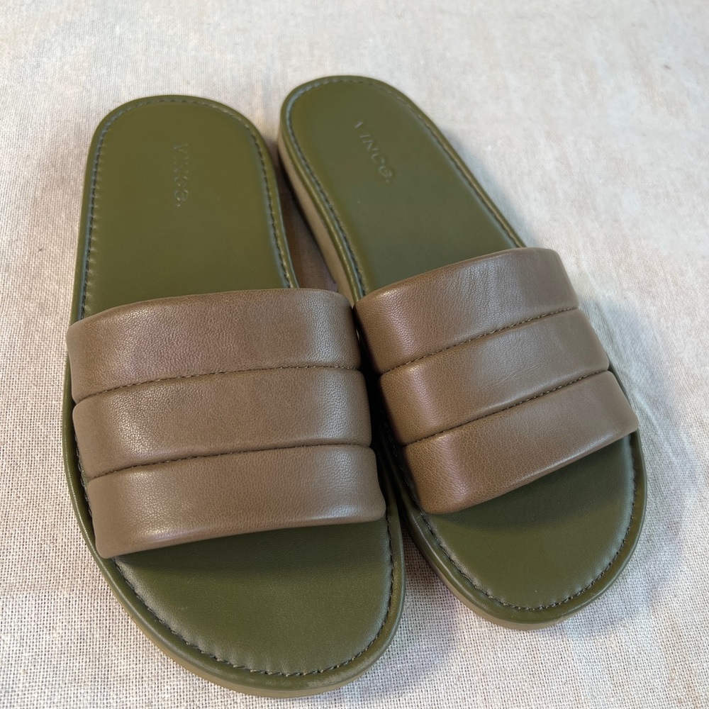 Vince Olina Sheepskin Leather Slides Sandals Sz. 8.5